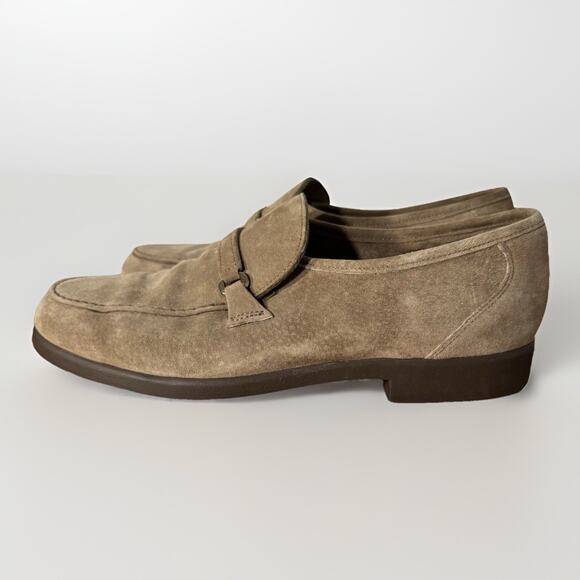 Hush Puppies Comfort Flex Beige Suede Leather Slip On Loafer Men's Size 8 - Picture 1 of 5